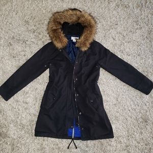 Liz Claiborne Woman's Parka Jacket with Faux Fur Hood
